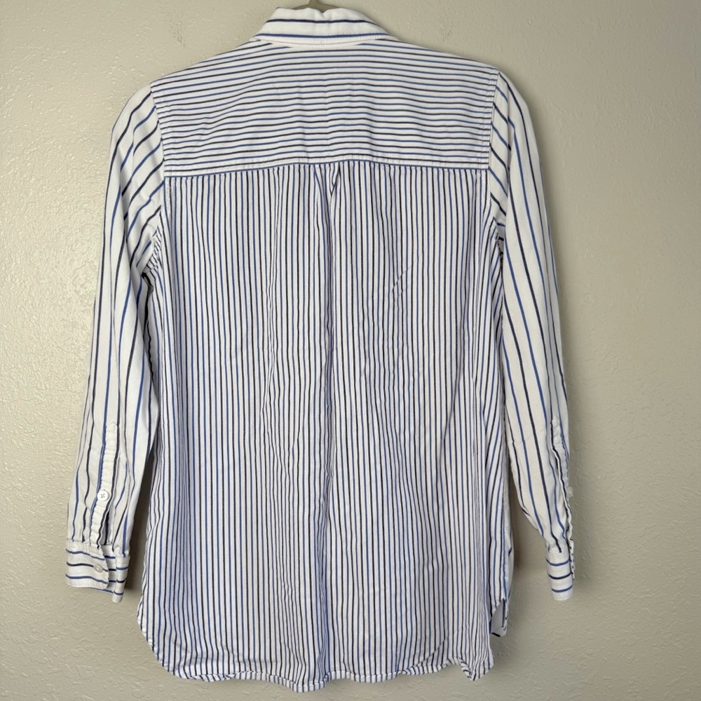 Madewell classic ex-boyfriend button up long sleeve blue white stripe tomboy S - Picture 5 of 9